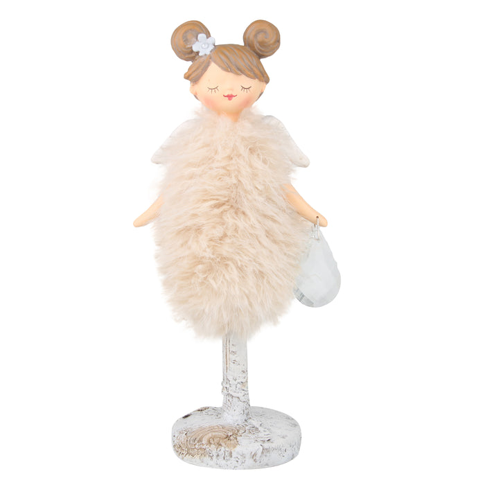 27cm Feather Angel Girl w/ Crystal Drop