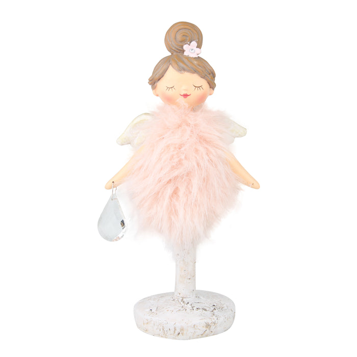 24cm Feather Angel Girl w/ Crystal Drop