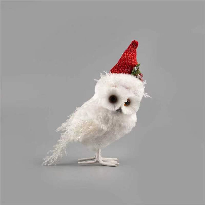 Snowy Owl with Christmas Hat