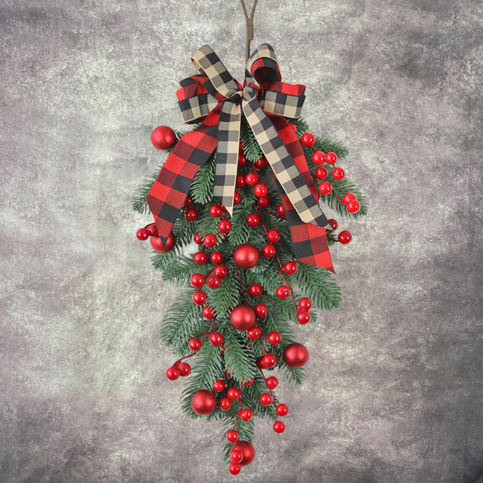60cm Swag with Plaid Bow and Berries