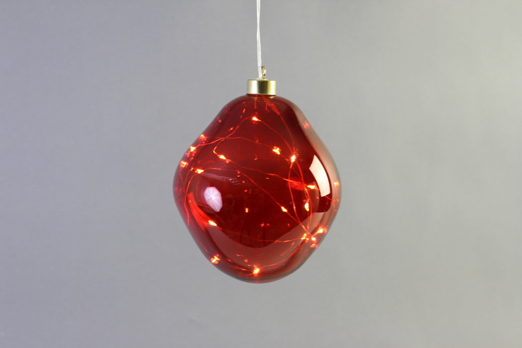 LED Organic Shaped Glass Ball in Colour Burgundy (15cm)