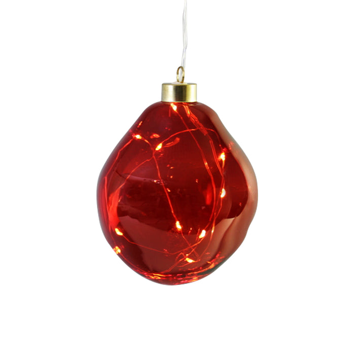 LED Organic Glass Ball in Colour Burgundy (12cm)