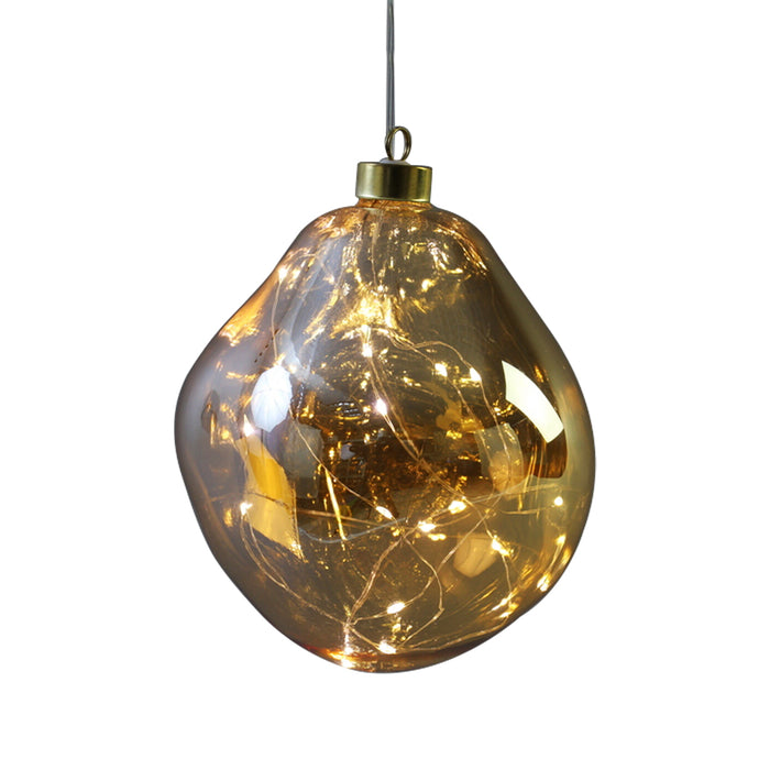 15cm LED Organic Glass Ball in Colour Amber