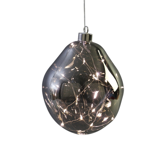 12cm LED Organic Glass Ball in Colour Antracite