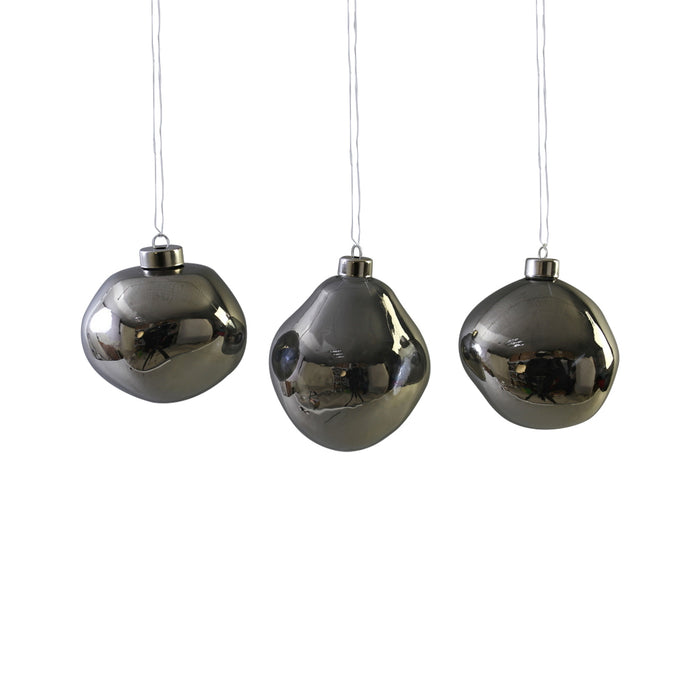10cm x 3 Organic Glass Shaped Ball Set in Colour Antracite