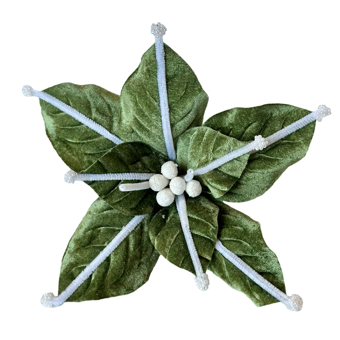 3pc Green Poinsettia with White Edge