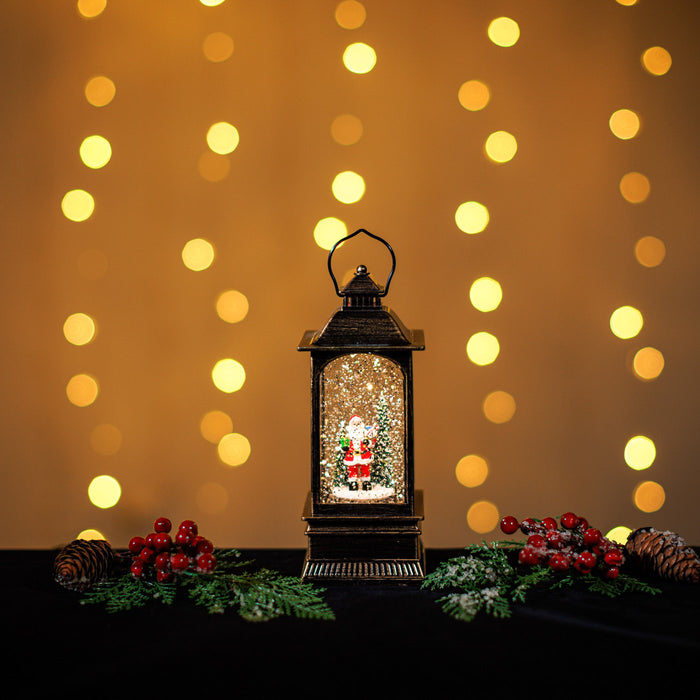 Small Snowing Malta Lantern w/ Santa