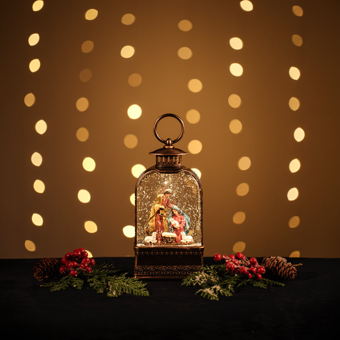 Snowing Bristol Lantern w/ Nativity
