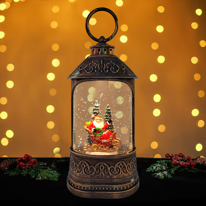 Snowing Provincial Lantern w/ Santa
