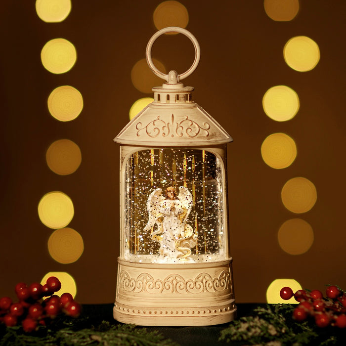 Snowing Provincial Lantern w/ Santa