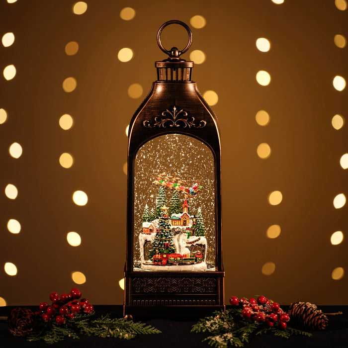 Snowing Gran Canaria Lantern with Santa