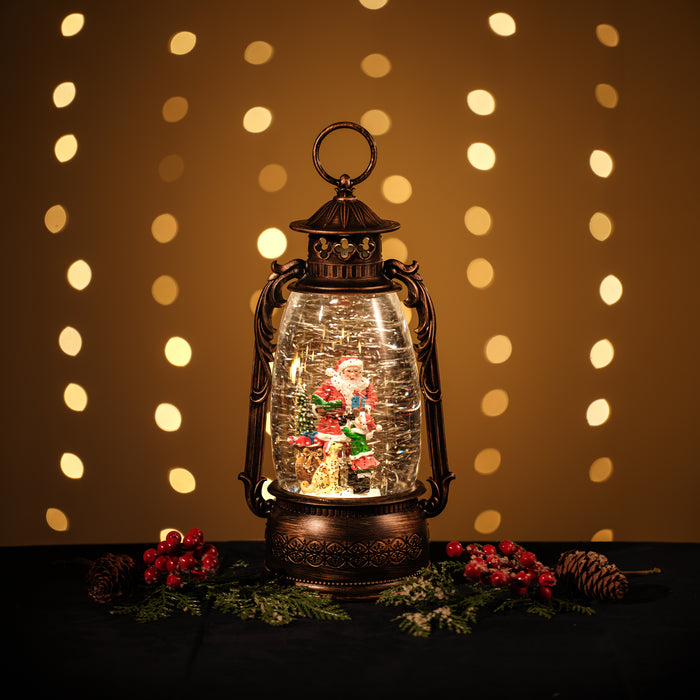 Snowing Oil Lantern with Santa