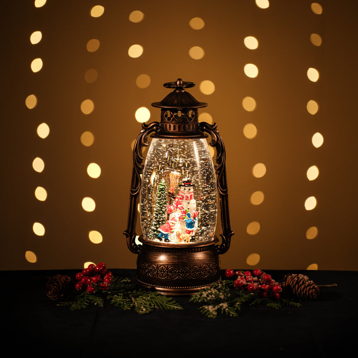 Snowing Oil Lantern with Snowman
