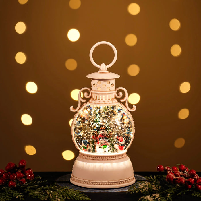 Snowing Oil Lantern with Rotating Snowmen