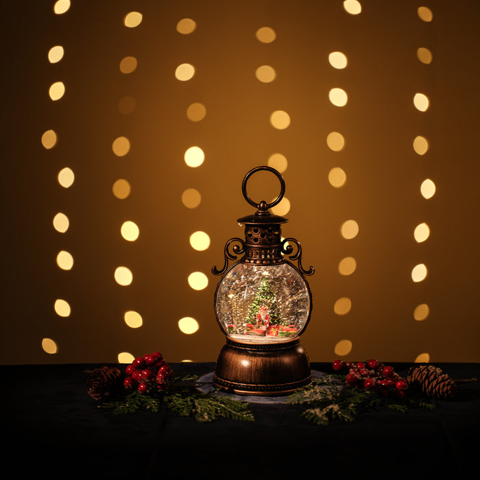 Snowing Oil Lantern with Rotating Train