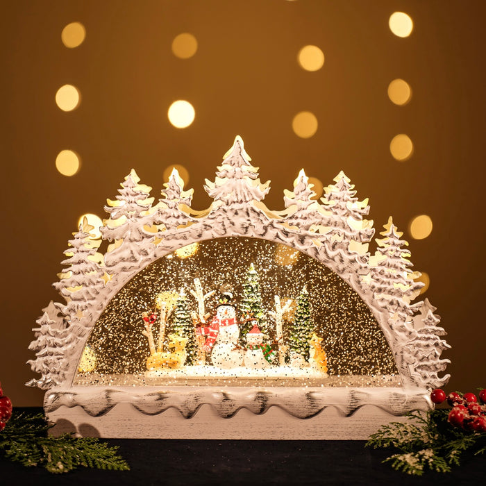 Snowing Candle Bridge with Snowmen