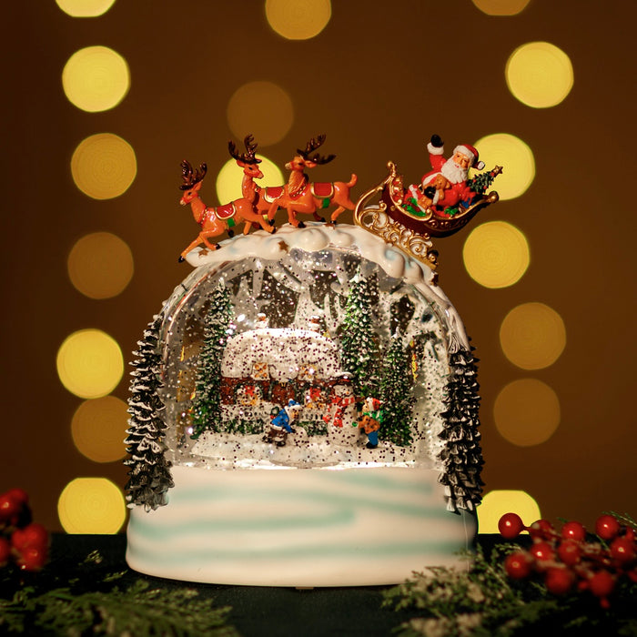 Snowing Globe w/ Santa Sledge and Xmas Village