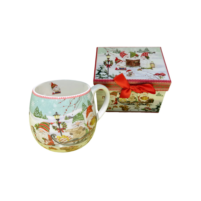Xmas Gift Box Mug w/ Gnome Express