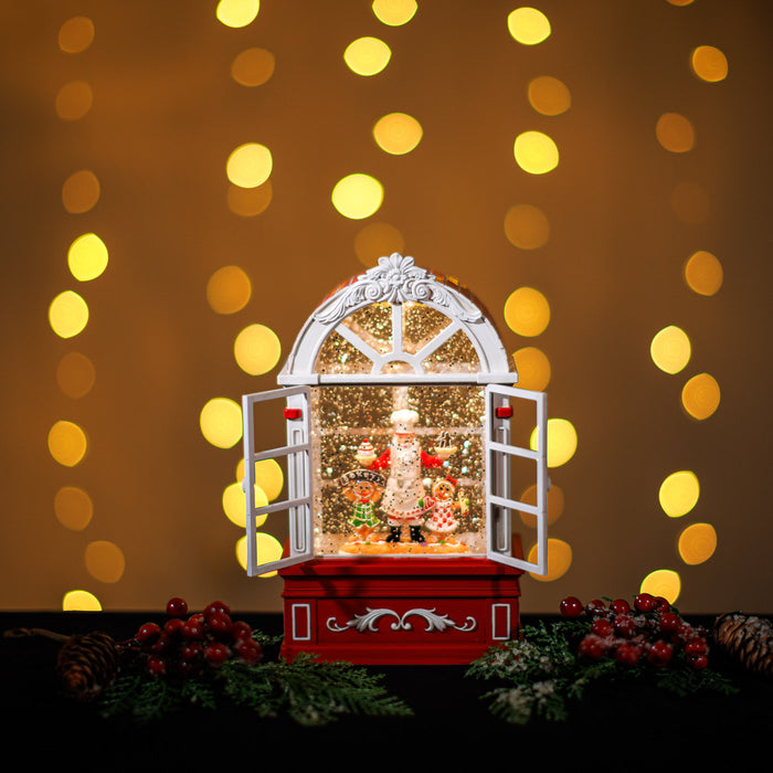 Snowing Window Shape Globe w/ Santa Bakery House