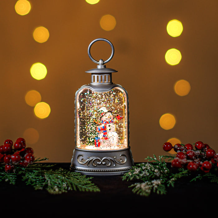 Snowing Mini Bristol Lantern w/ Snowman