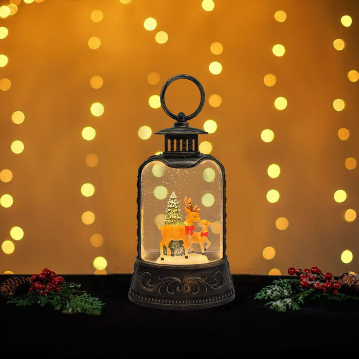 Snowing Mini Bristol Lantern w/ Reindeers