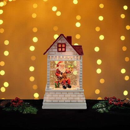 Snowing Mini House With Santa