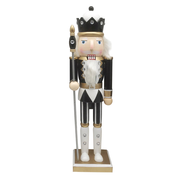 Wooden Nutcracker King - Black & White Uniform 38cm