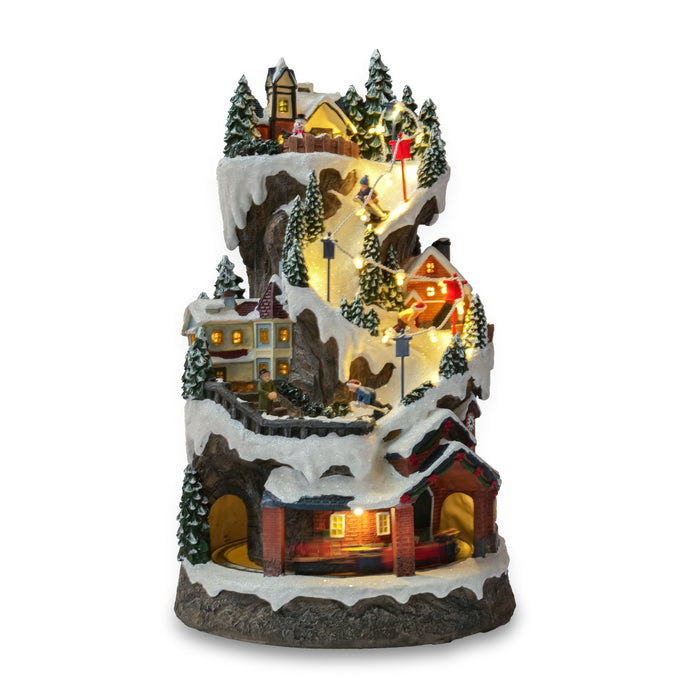 Xmas Village Skiing Down the Mountain