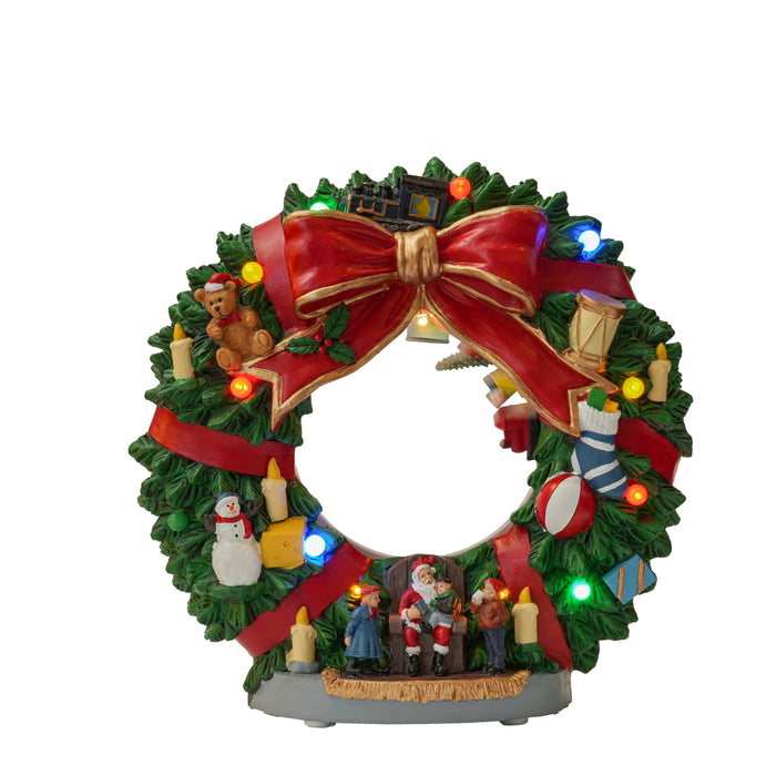 Xmas Village Wreath with Moving Train