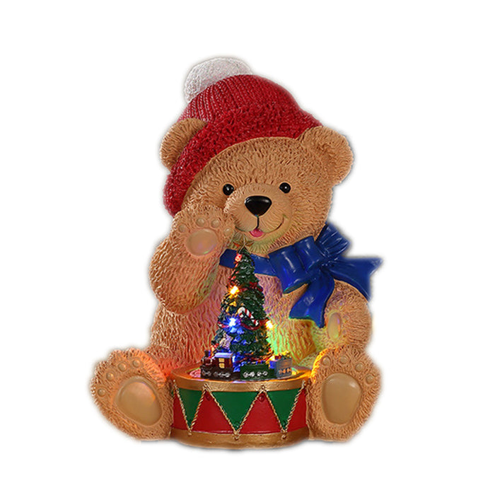 34cm Bear and Drum w/ Rotating Train