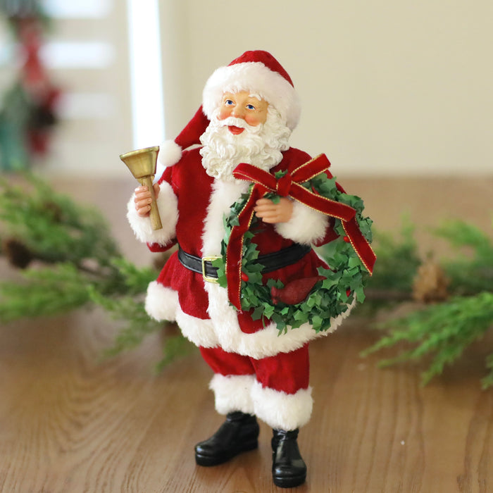 11" Santa with Bell and Wreath
