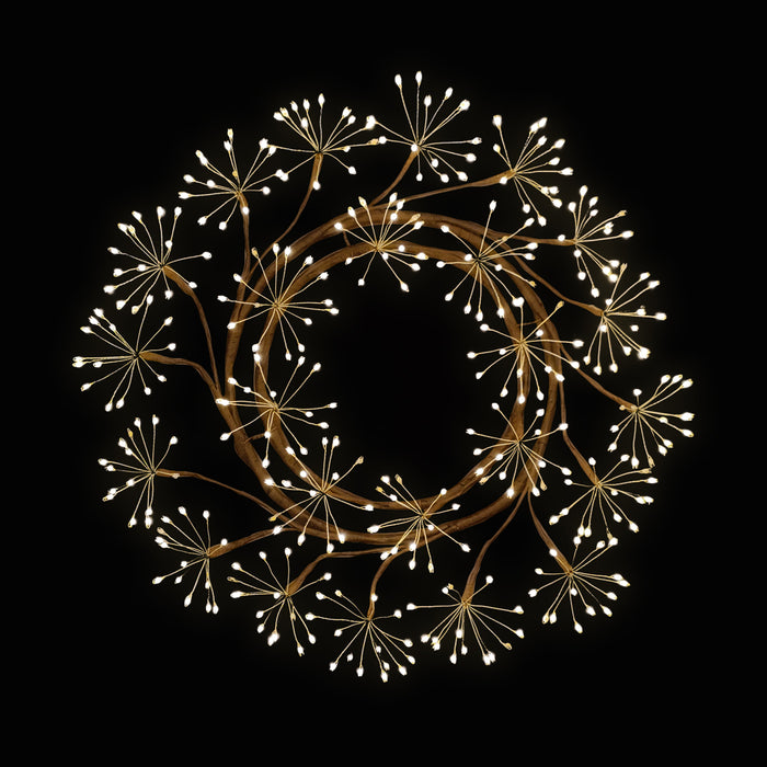 70cm Twinkle Starburst Wreath with 360 Warm White LED Light