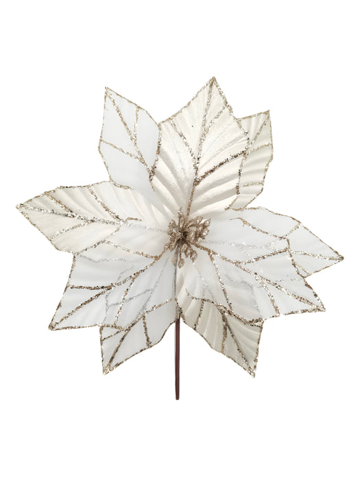 23cm SheerVelvet Poinsettia w/Ivory