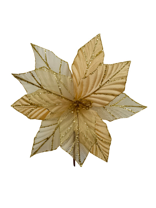23cm SheerVelvet Poinsettia w/Gold