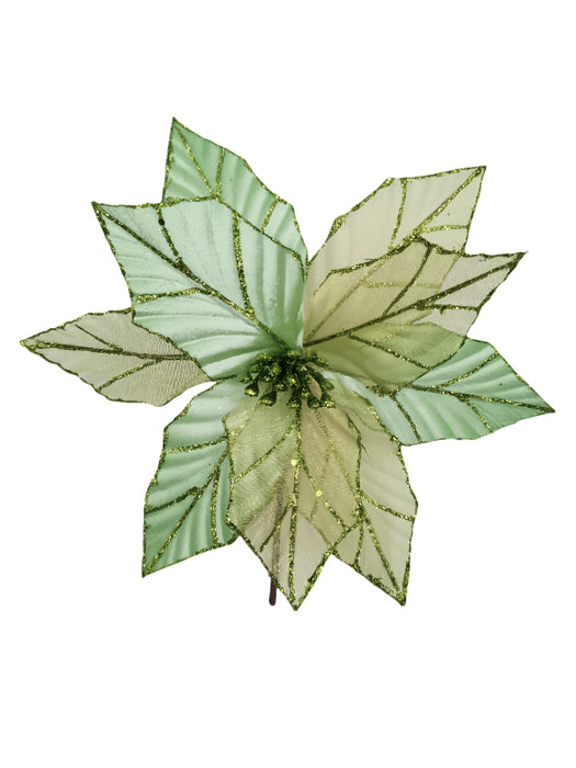 23cm SheerVelvet Poinsettia w/Mint