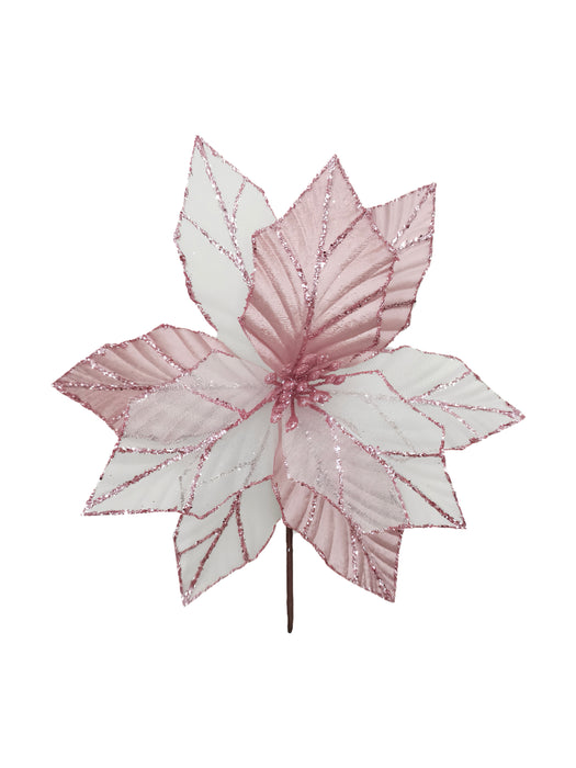 23cm SheerVelvet Poinsettia w/Pink
