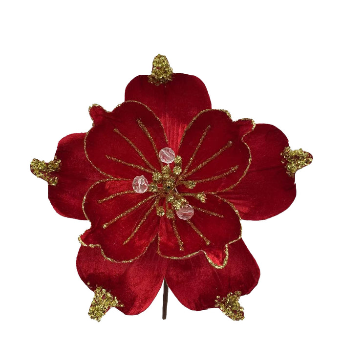 20cm Gilded Magnolia w/ Red