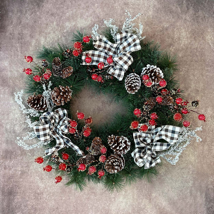 70cm Berry and Pinecone Decorated Wreath
