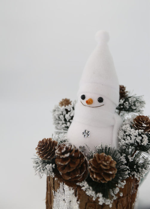 Snowman on Wood Pile Small