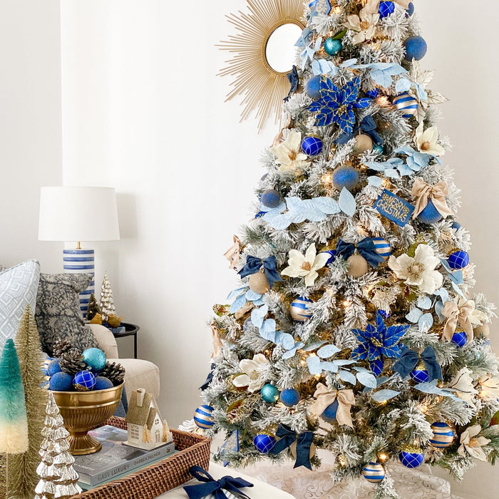 Christmas Baubles Decoration Set Blue & White (32pc)