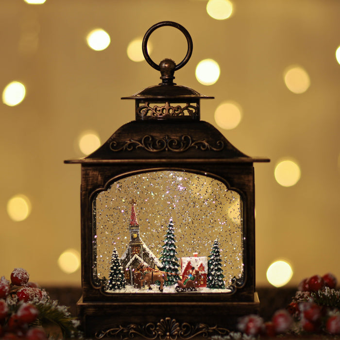 Christmas Snowing French Lantern - Xmas Town