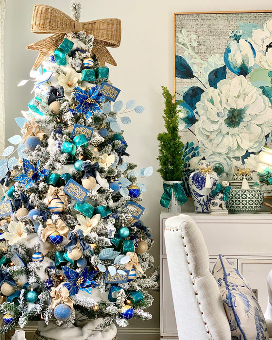 Christmas Baubles Decoration Set Blue & White (32pc)