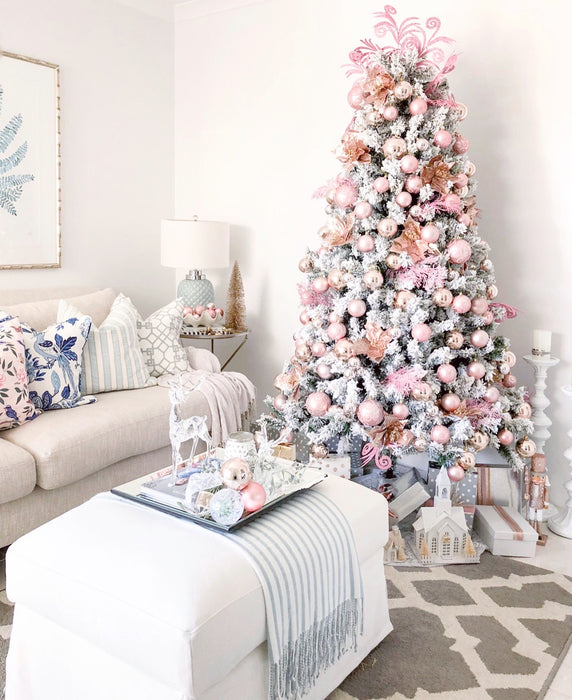 Christmas Baubles Decoration Set Blush Pink & Gold (28pc)