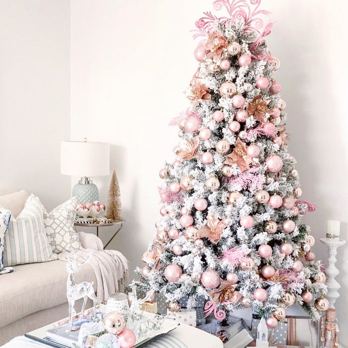Christmas Baubles Decoration Set Blush Pink & Gold (28pc)