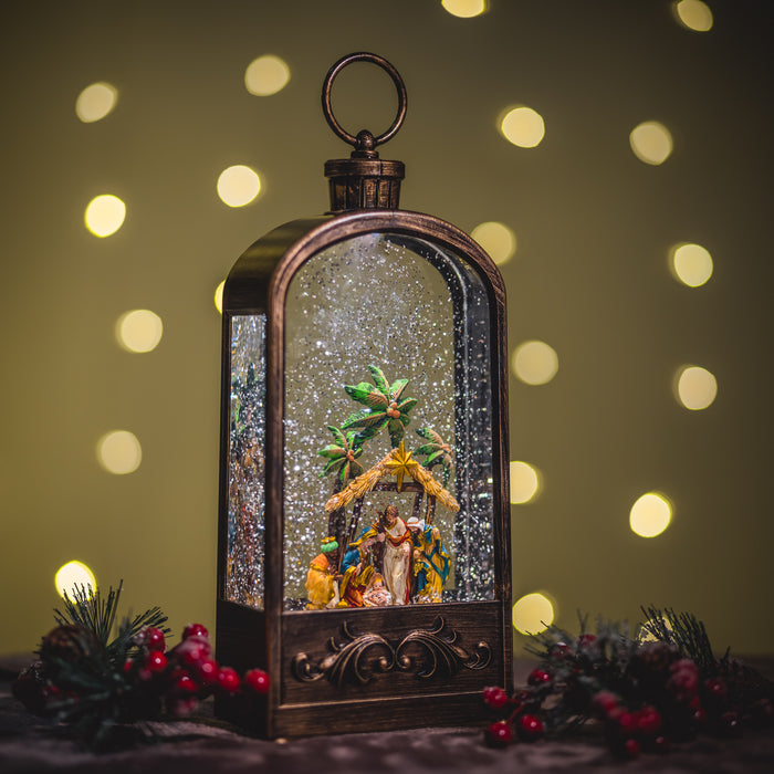 Christmas Snowing Malibu Lantern - Nativity