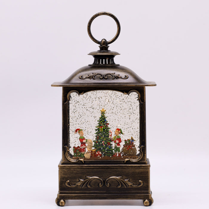 Christmas Snowing French Lantern Small - Elves