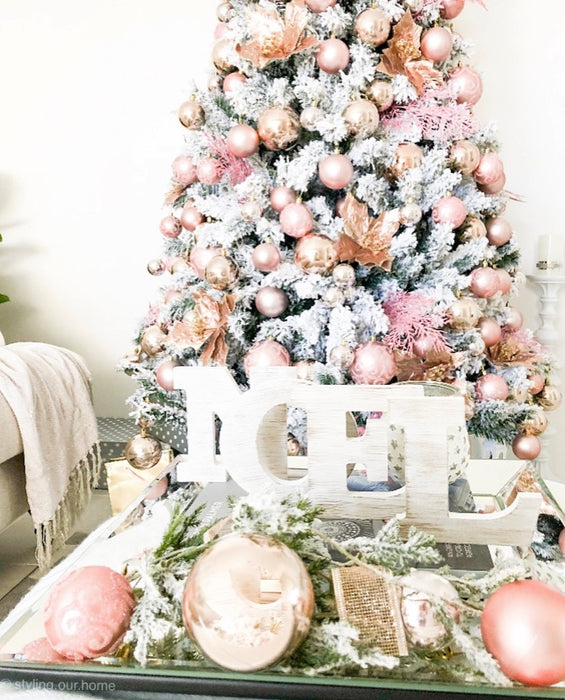 Christmas Baubles Decoration Set Blush Pink & Gold (28pc)