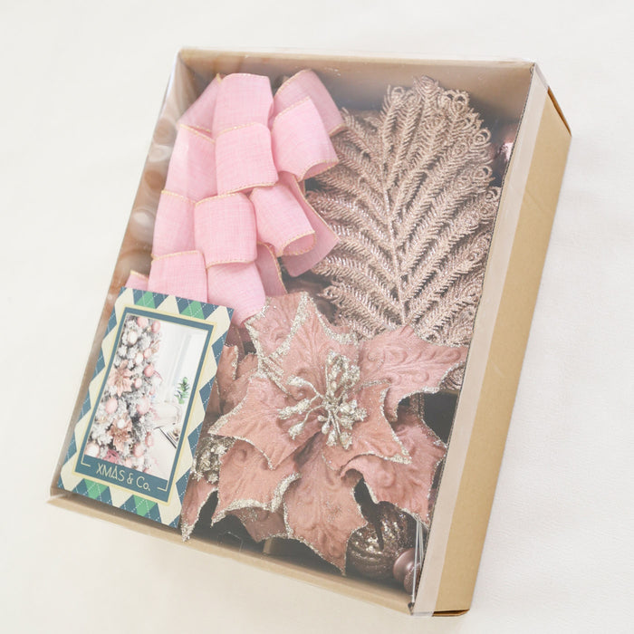 Christmas Baubles Decoration Set Blush Pink & Gold (28pc)