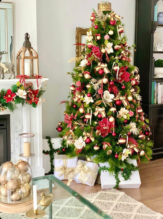 Christmas Baubles Decoration Set Burgundy Red & Gold (29 pc)