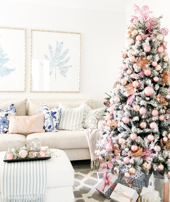 Christmas Baubles Decoration Set Blush Pink & Gold (28pc)